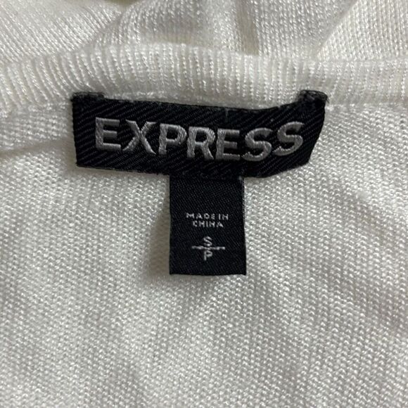 Express Small White Rhinestone Embellished Shoulders Scoop Neck Knit Top Bling - Picture 7 of 10